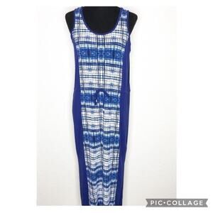 Brooks Brothers blue white‎ graphic print sleeveless drawstring waist dress XS